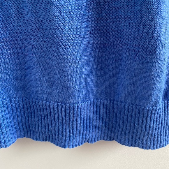 Eileen Fisher Blue Linen High-Low Short Sleeve Sweater Size Petite Medium - Picture 10 of 10